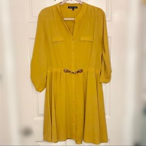 Yellow Casual Plus Button Down Dress